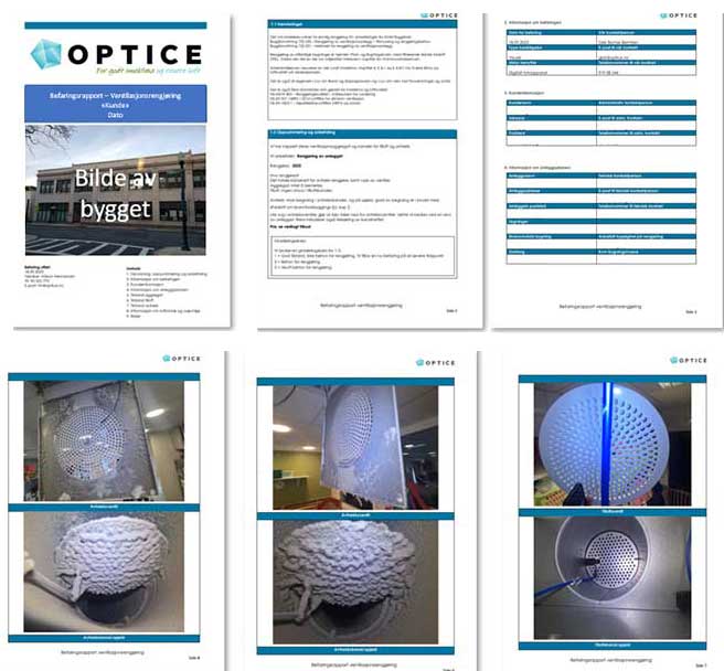 Tilstandsrapport levert av Optice Ventilasjonsrengjøring